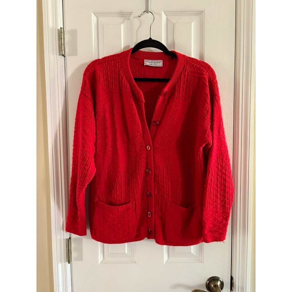 Vintage Cardigan Jeric Knitwear Red